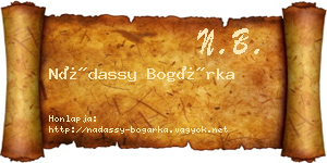 Nádassy Bogárka névjegykártya